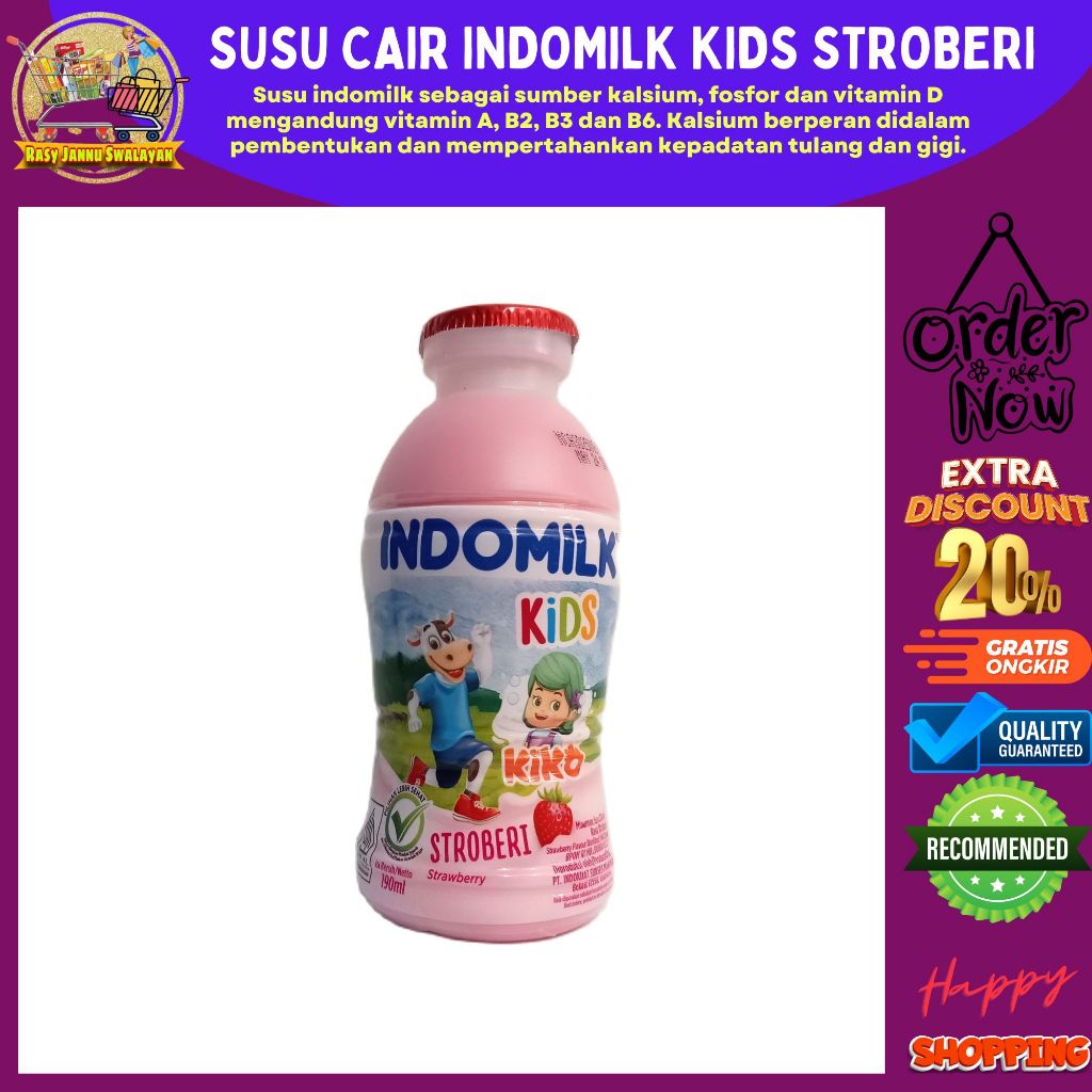 

Susu Indomilk Kids Susu UHT Rasa stroberi 190 ml