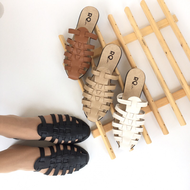 Salma sandal teplek kulit sapi asli Rq leather