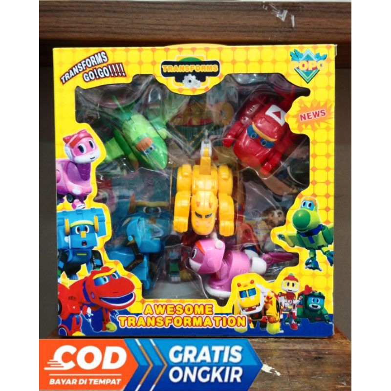 PROMO MURAH MAINAN GOGO DINO SET 5 / OKOK DINO MURAH / GOGO DINO TRANSFORM