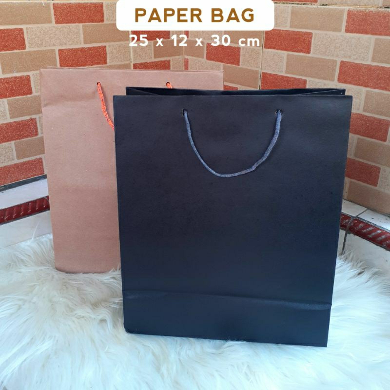 

PAPER BAG (25×12×30 cm) PAPERBAG HITAM SHOPPING POLOSl