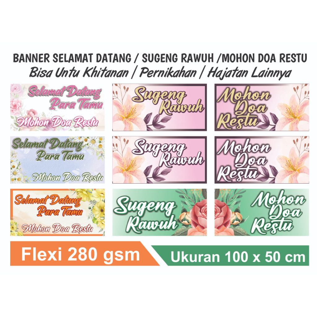 Banner Hajatan I Banner Selamat Datang I Khitan I Pernikahan I Mohon Doa Restu