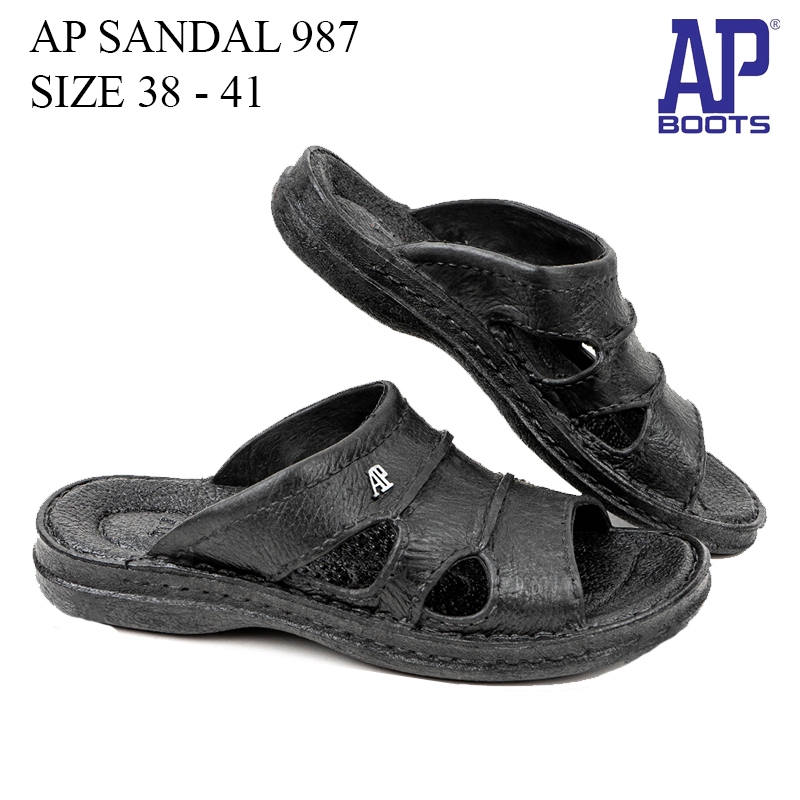 AP 987 BLACK / Van Sandal Pria Hitam by AP Boots