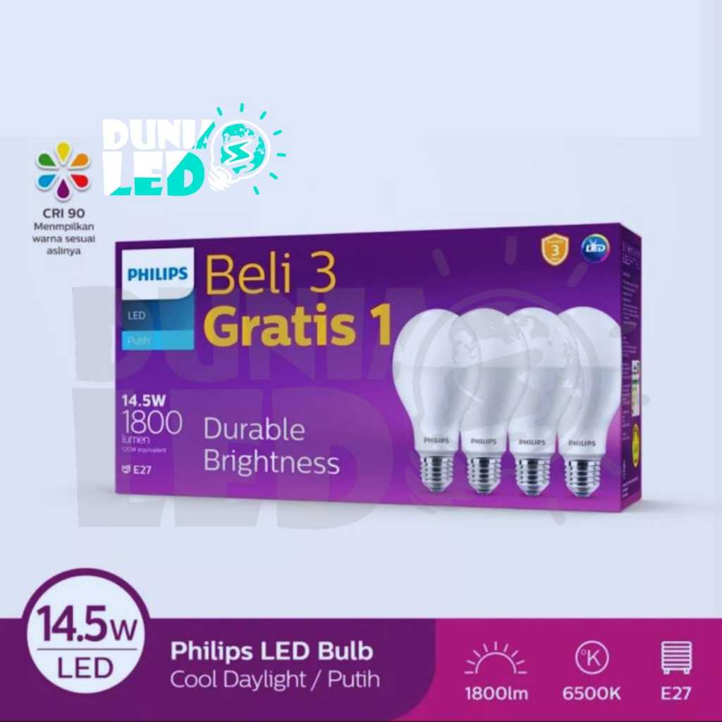 Philips Multipack LEDBulb 14.5W E27 6500K Putih