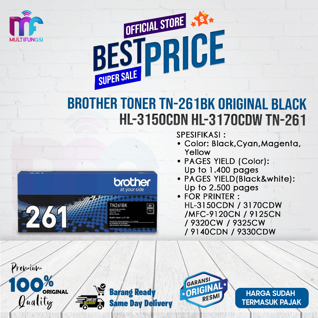 Brother Toner TN-261BK Original Black / HL-3150CDN HL-3170CDW TN-261