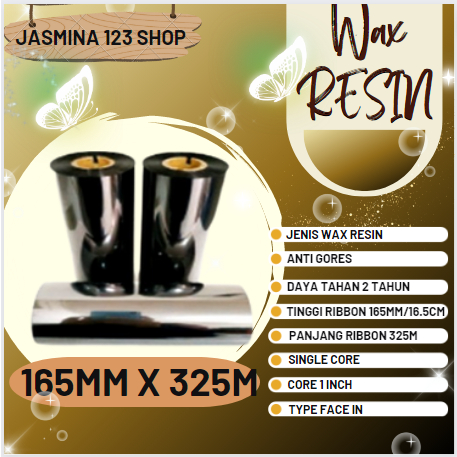 

RIBBON BARCODE WAX RESIN 165 MM x 325 M // FACE IN // STICKER BARCODE