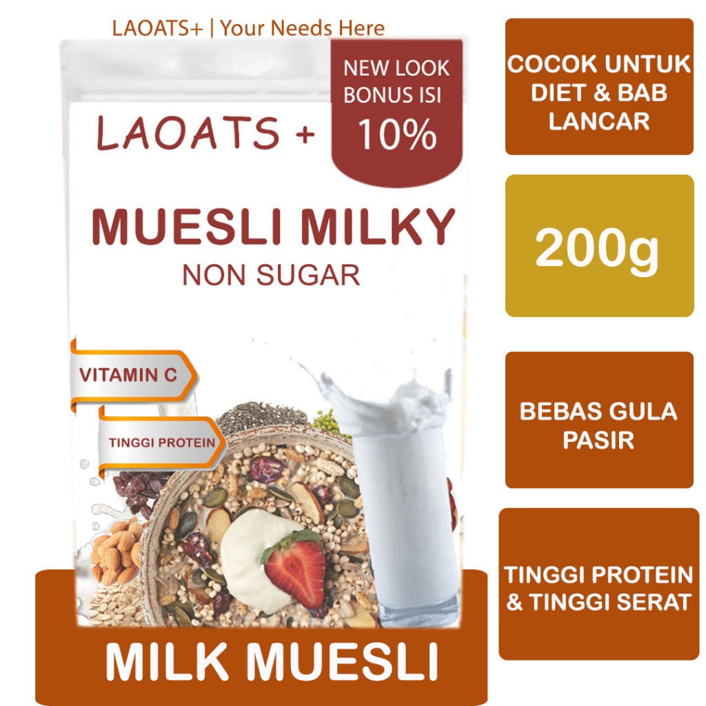 

Muesli Fruit And Seed 1kg Milk Laoats Non Sugar (200g)