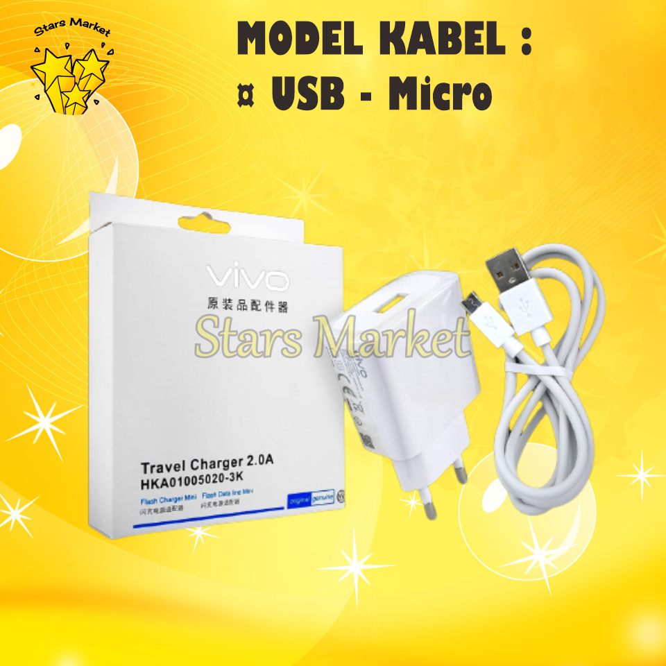 [ST-TC] Charger Vivo V5 V7 V9 5020-3K 2A + Micro USB Fast Charging