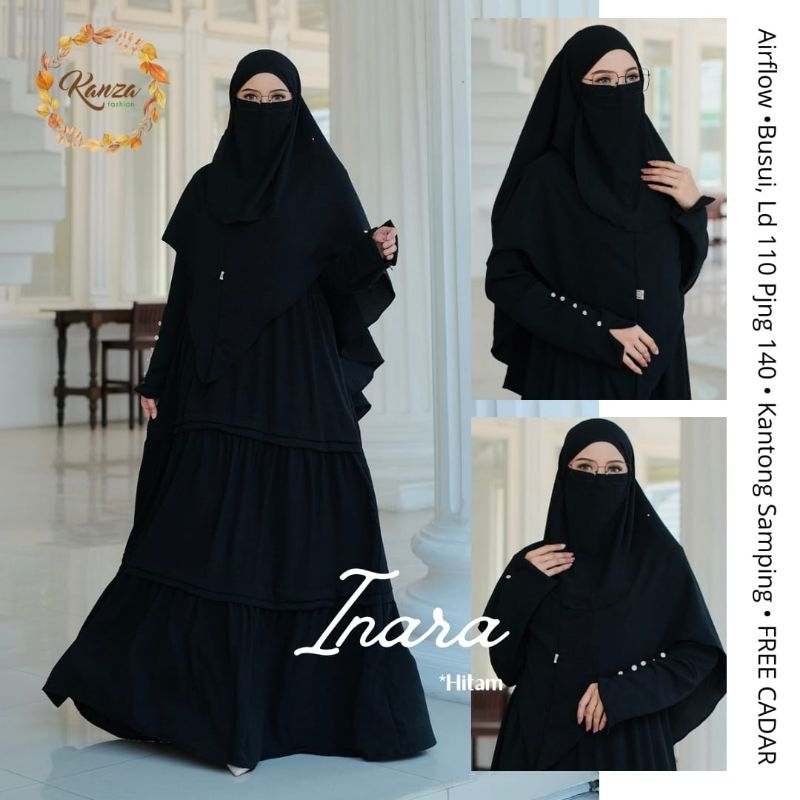 [Free Cadar] Inara Syar'i ORI Kanza Fashion | Gamis Set Jilbab Syar'i | Bahan Airflow