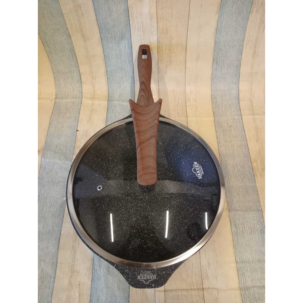 Wok Pan Marble 30cm UAKEEN Wajan Premium Kuali Panci Tutup Kaca VK-169