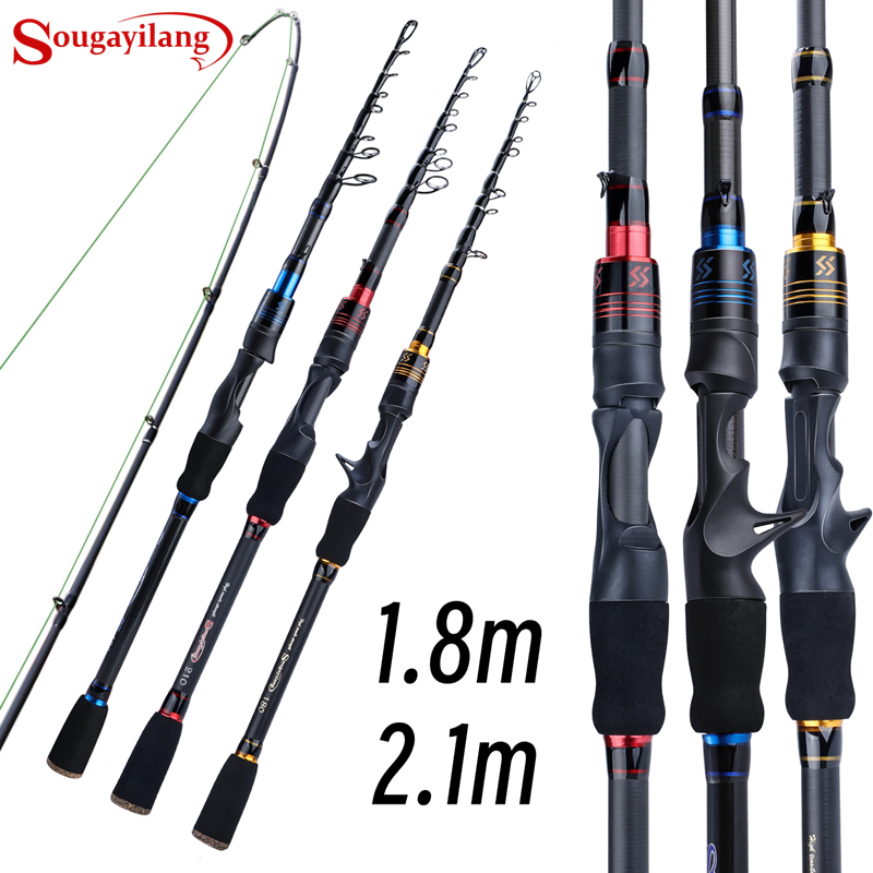 Sougayilang Joran Pancing  Carbon 180/210cm Ultralight Teleskopik Pancingan Spinning Casting