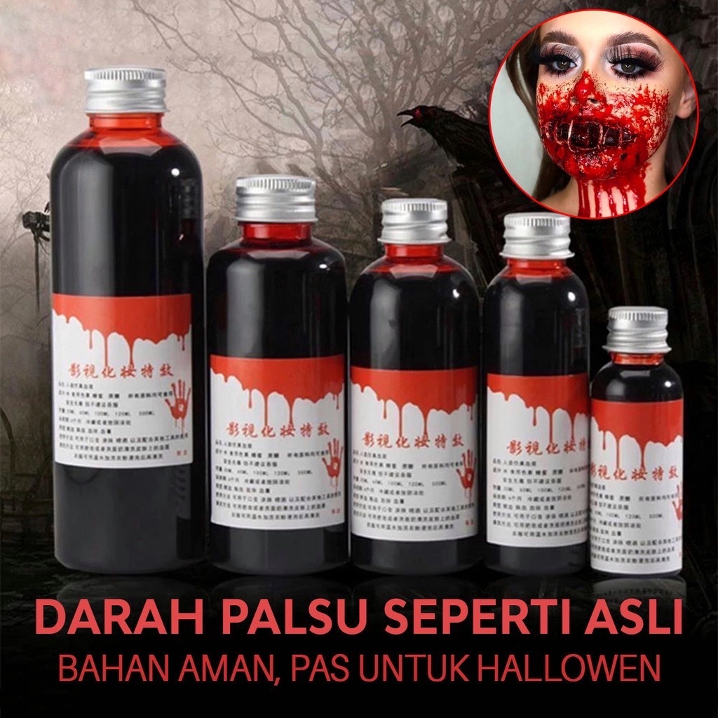 Darah Palsu Halloween mainan prank murah aman untuk film fake blood cosplay make up luka pertunjukan