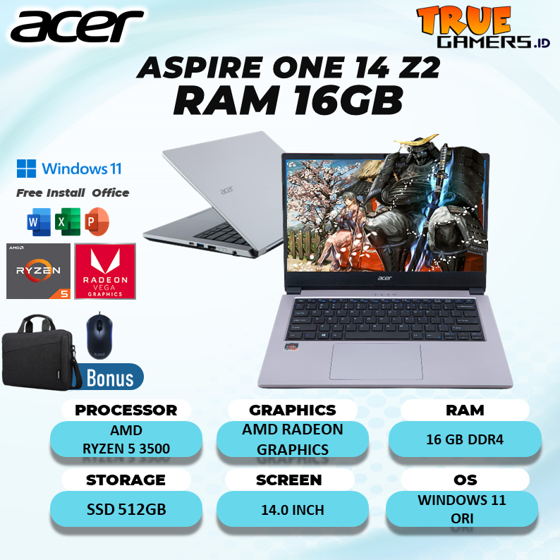 Laptop Acer Aspire One 14 Z2 RYZEN 5 RAM 16GB 512GB ssd Windows 11