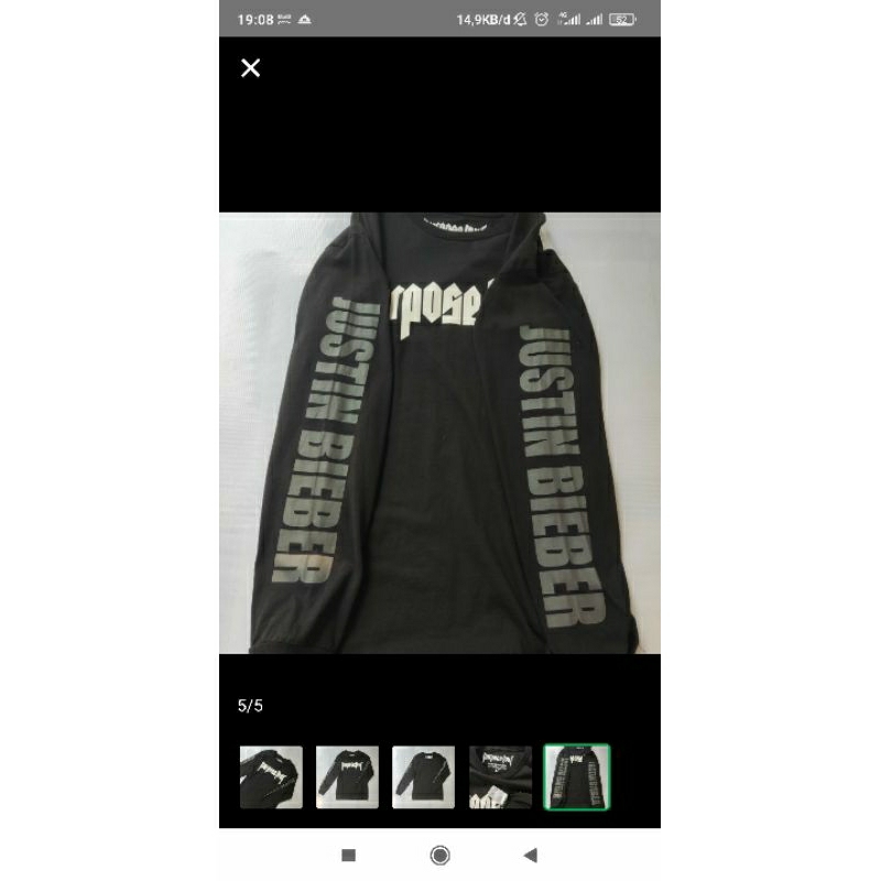 Kaos Longsleeve Justin Bieber Merchandise 2017 Purpose Tour