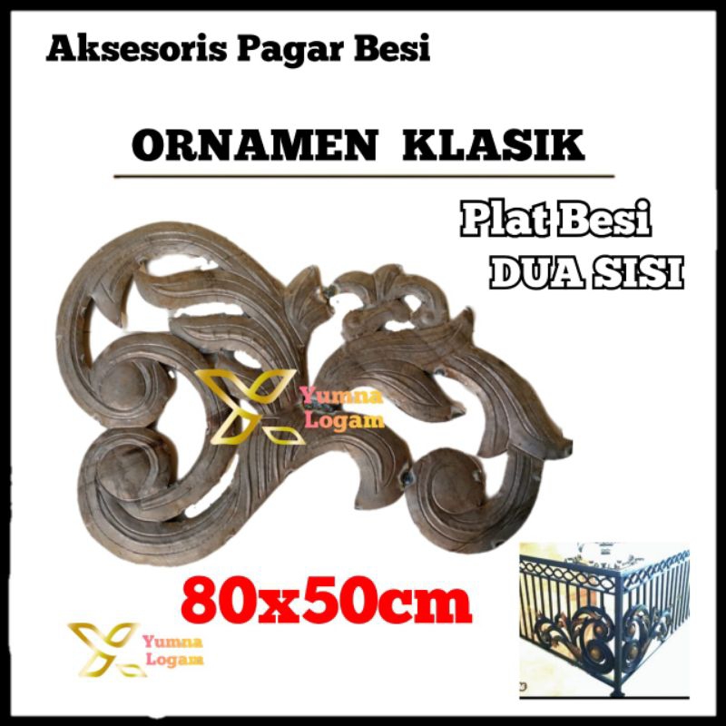 Ornamen Aksesoris Hiasan Pagar Besi Tempa Klasik 80x50cm