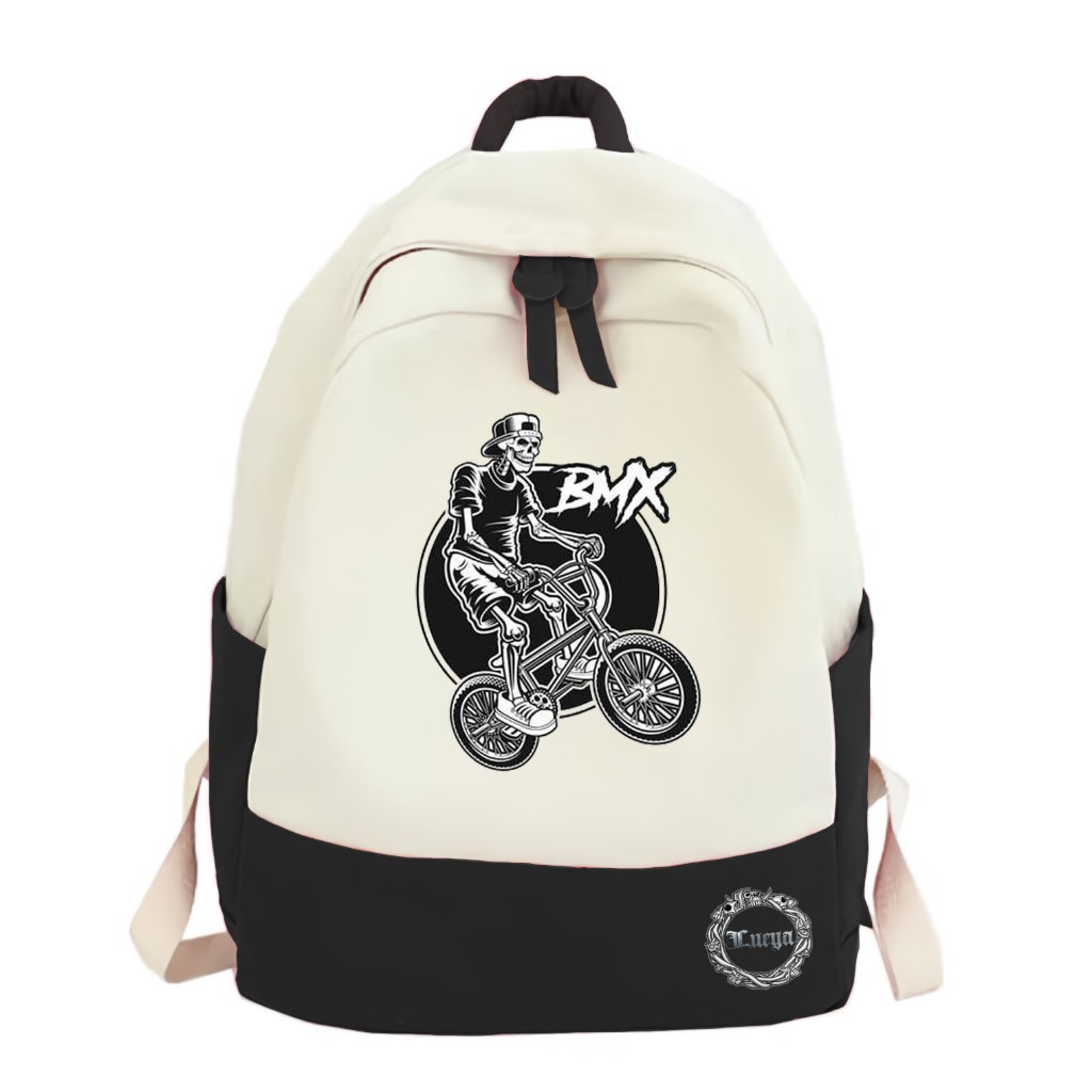 Tas Sekolah Anak Laki Laki dan Perempuan SD SMP SMA Terbaru Gambar Skull Cycle BMX Kekinian Terlaris