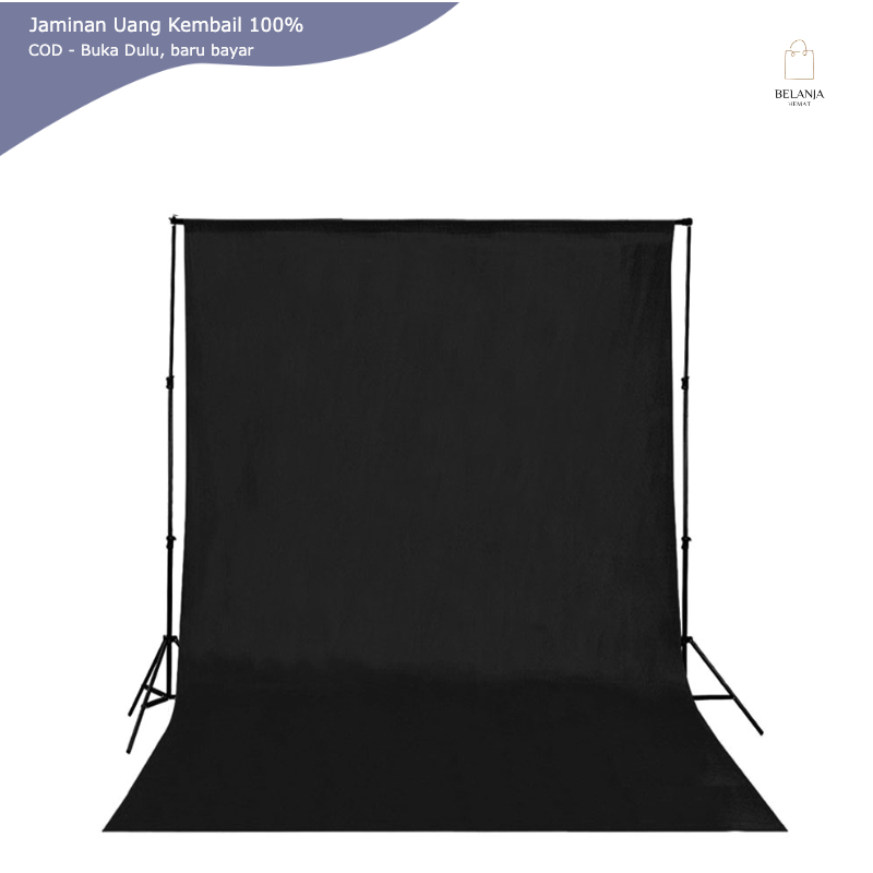 Kain Background Backdrop Hitam Studio Fotografi 200 x 300cm  Black
