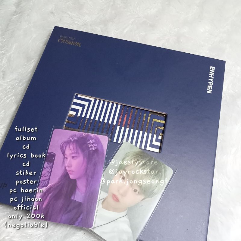 ALBUM ENHYPEN BORDER CARNIVAL UP VER PHOTOCARD PC HAERIN PC JIHOON OFFICIAL