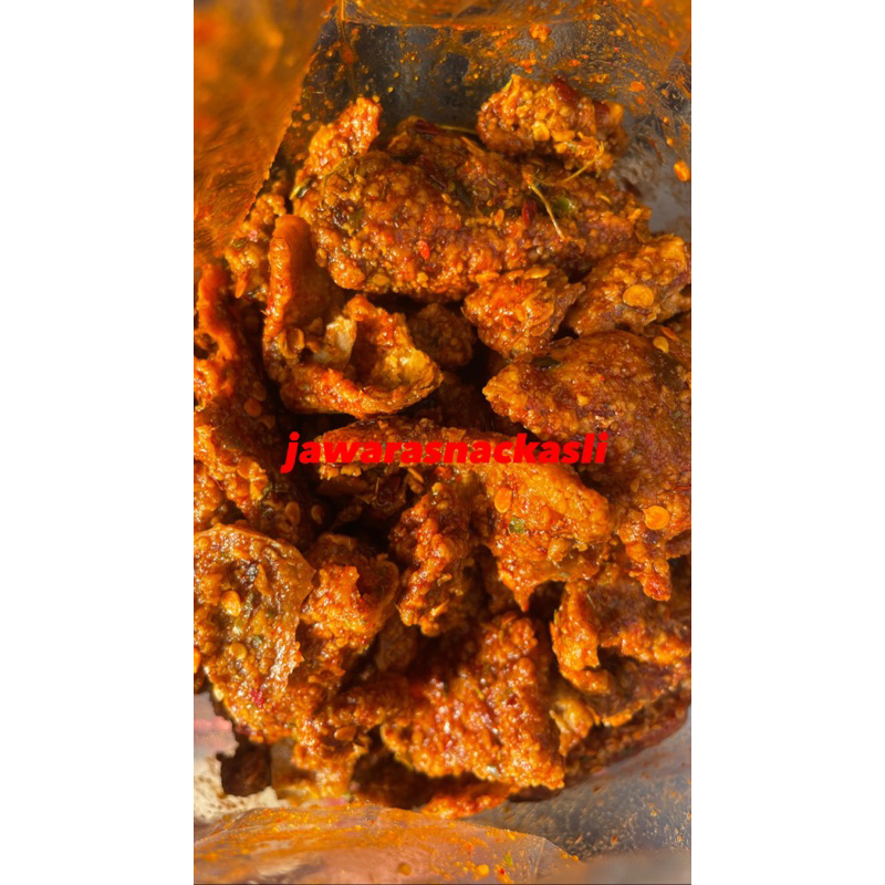 

KULIT CRISPY PEDAS CIKRUH JAWARA 250gr / KRIPIK KULIT BUMBU MELIMPAH RUAH