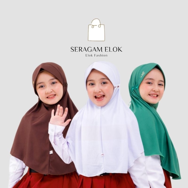 Hijab Jilbab Kerudung Anak Sekolah Instan Serut SD Putih Merah | Jilbab sekolah kaos | Hijab Masuk