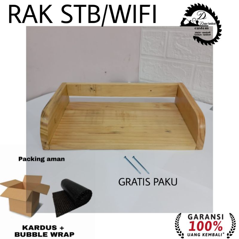 Rak Stb / Rak Wifi Kayu Dengan Fernis Glossy
