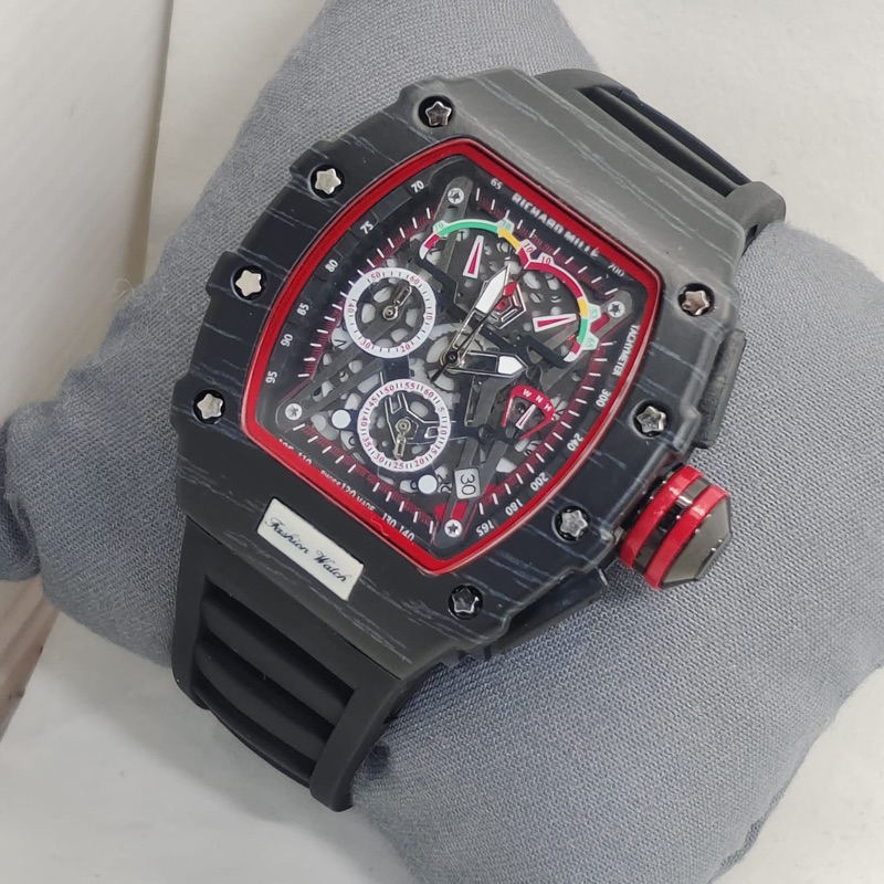 ( BISA COD ) Jam Tangan Pria RM Rubber Tali Karet Chrono Tanggal Aktif Jam Tangan Fashion Cowok