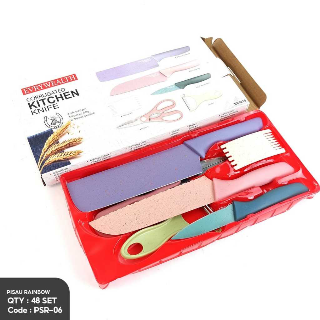 Pisau set warna 6in1 / Pisau jerami / Knife Set Rainbow