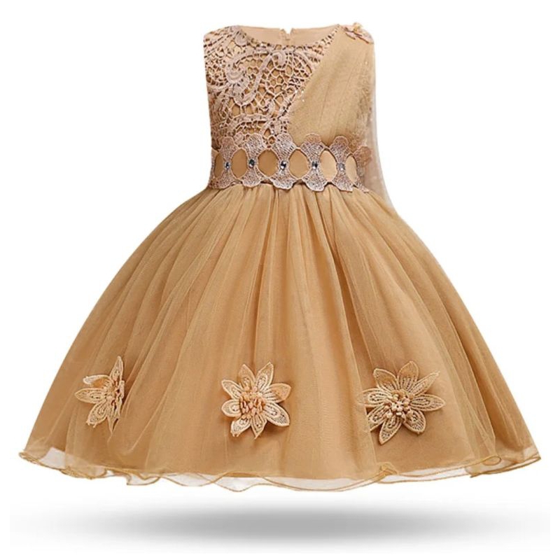 Dress pesta party dress gown dress natal ultah anak perempuan gold slayer