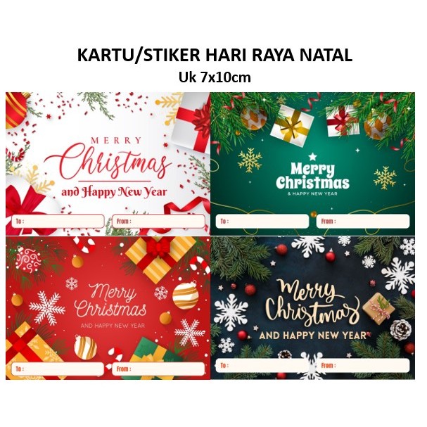 

Stiker/Kartu Ucapan GLOSSY Hari Raya Natal 7x10cm untuk Bingkisan Hampers Hadiah Kado Parcel