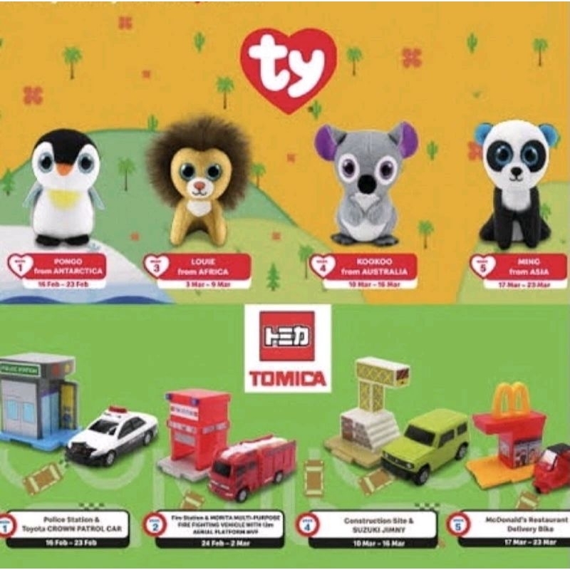 Mainan Happy Meal Boneka Ty Koala Panda Lion Penguin