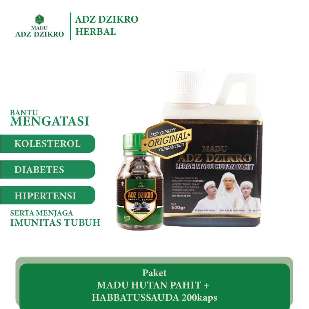 

Paket Hemat3 - Madu Hutan Pahit plus Habbatussauda 200kaps ADZ DZIKRO