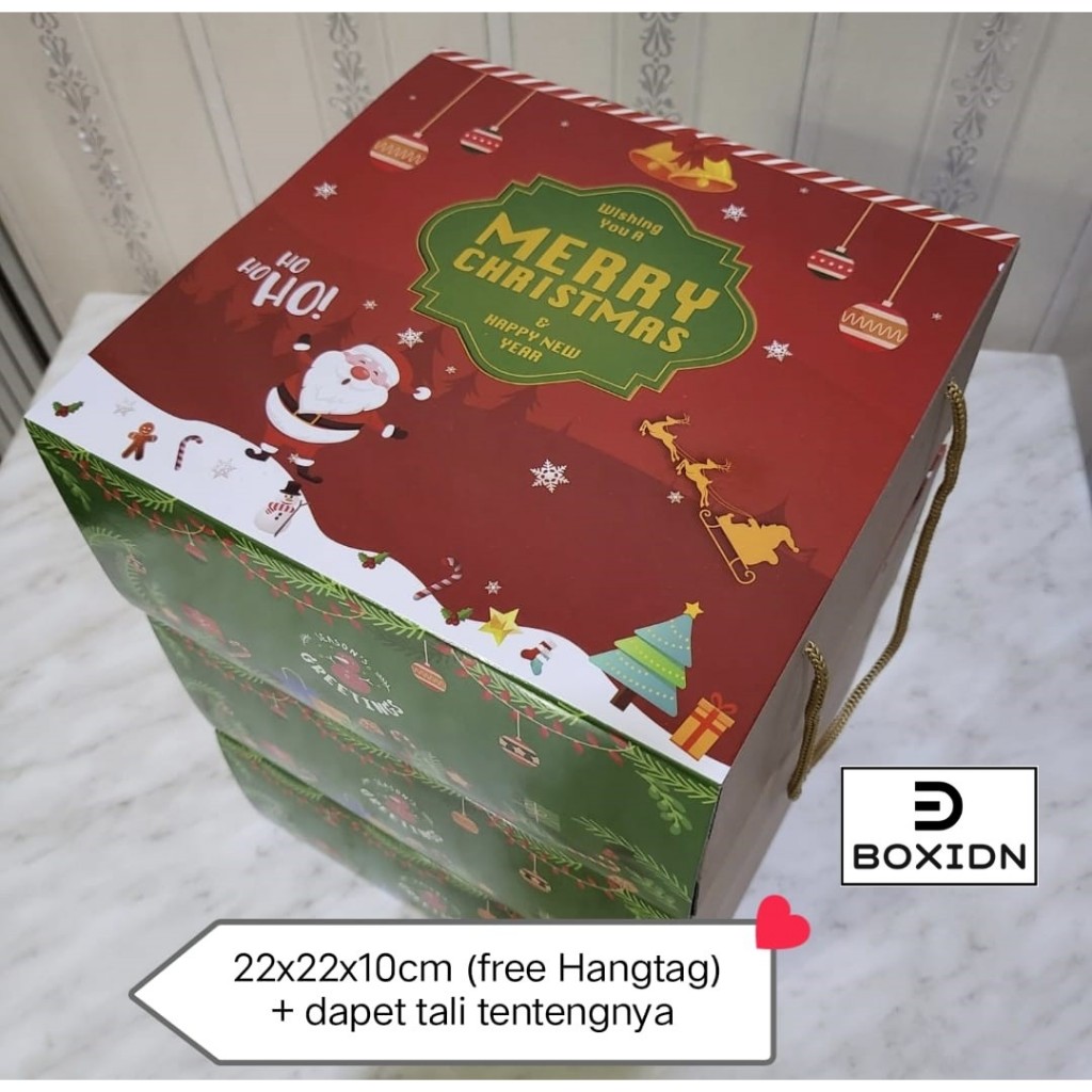 

christmas premium box Natal 22x22 x8cm box natal 4 toples kotak 300-350gr Box natal kuker Box natal cookies gable box natal dus parcel natal box packaging natal gable box natal box bolu natal dus pudding natal box pudding natal