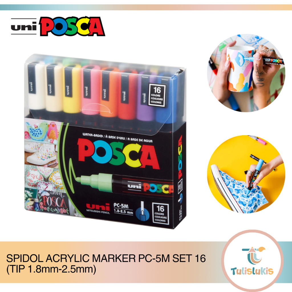 

Spidol Uni Posca Marker set 16 PC 5M tip 2.5mm