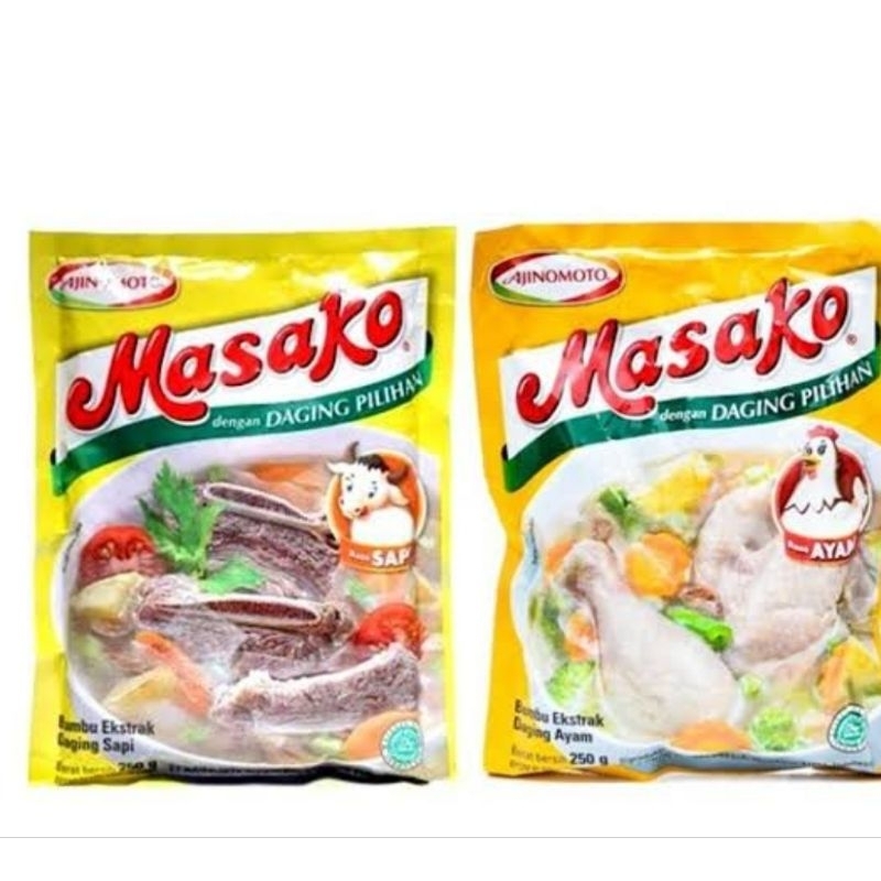 

masako ... bumbu kaldu ayam dan kaldu sapi penyedap rasa masakan...berat 100g...