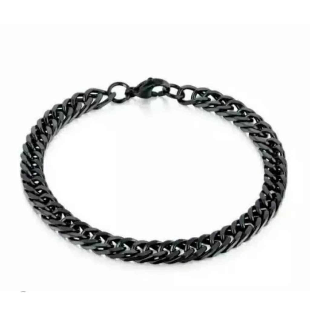 [Gelang Rantai] Gelang Titanium Model Rantai Hitam Pria Wanita Best Quality