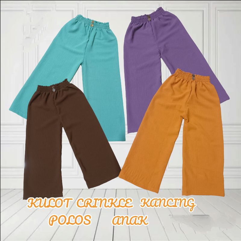KULOT ANAK CRINKLE 2 KANCING / DOBBY PANTS 2 KANCING ANAK/KULOT ANAK PEREMPUAN/CELANA ANAK PEREMPUAN