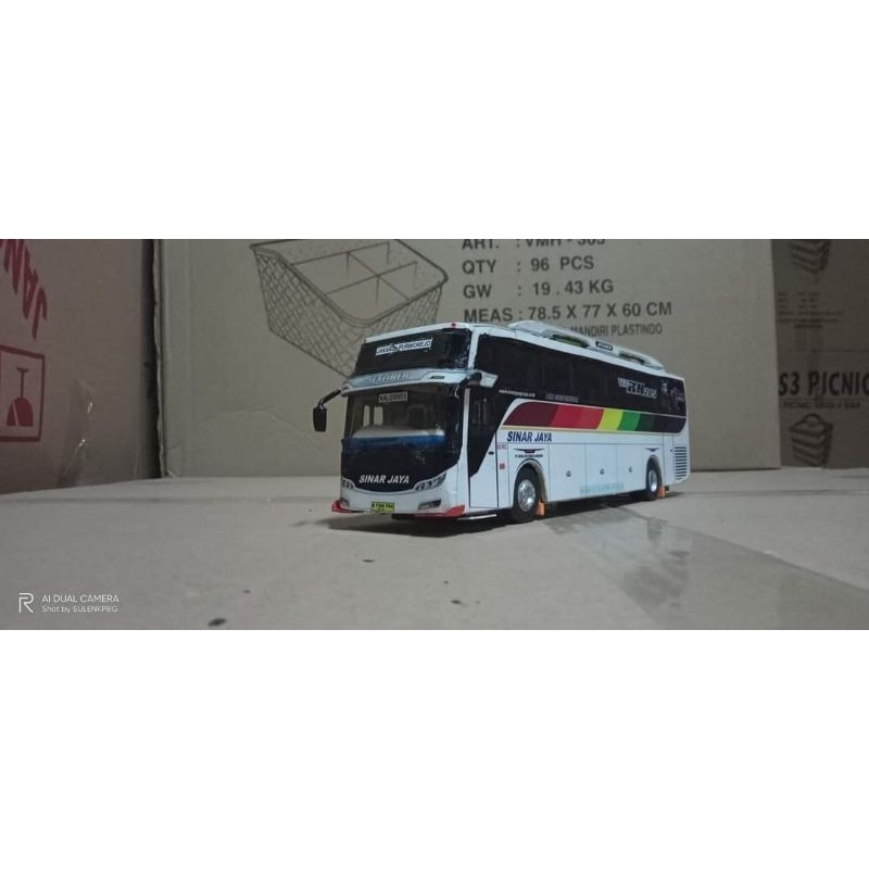 miniatur bus sinar jaya full lampu leed kelap kelip mainan anak sultan