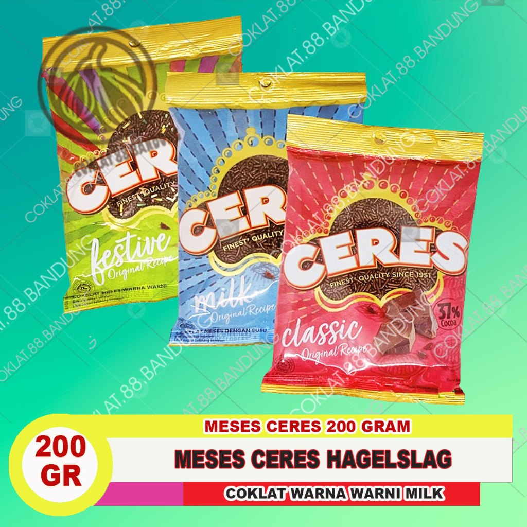 

MESES CERES 200GR HAGELSLAG, MEISES WARNA WARNI 200 GR, MESIS CERES MILK COKLAT 200 GRAM