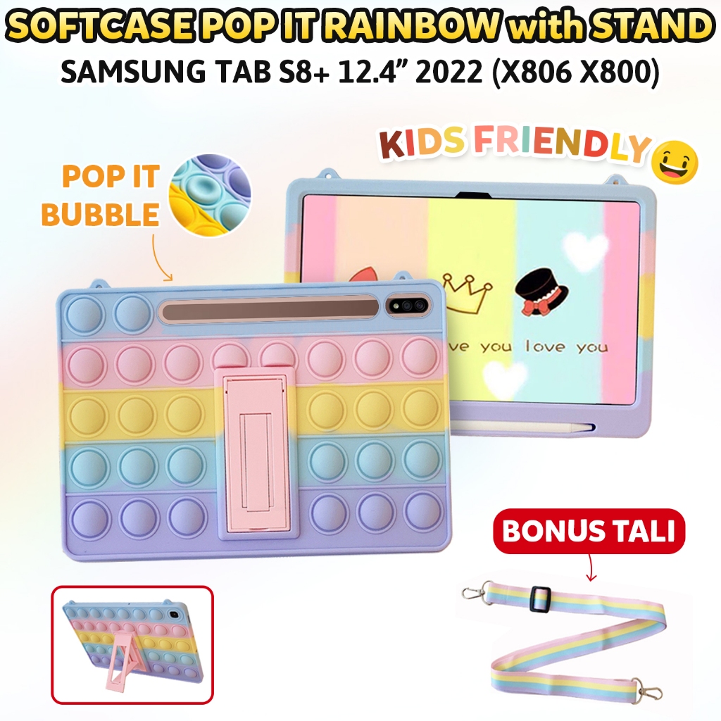 Samsung Galaxy Tab S8+ S8 Plus 12.4 inch 2022 SM X806 X800 Softcase Anak Stand Casing Bubble Pop it 