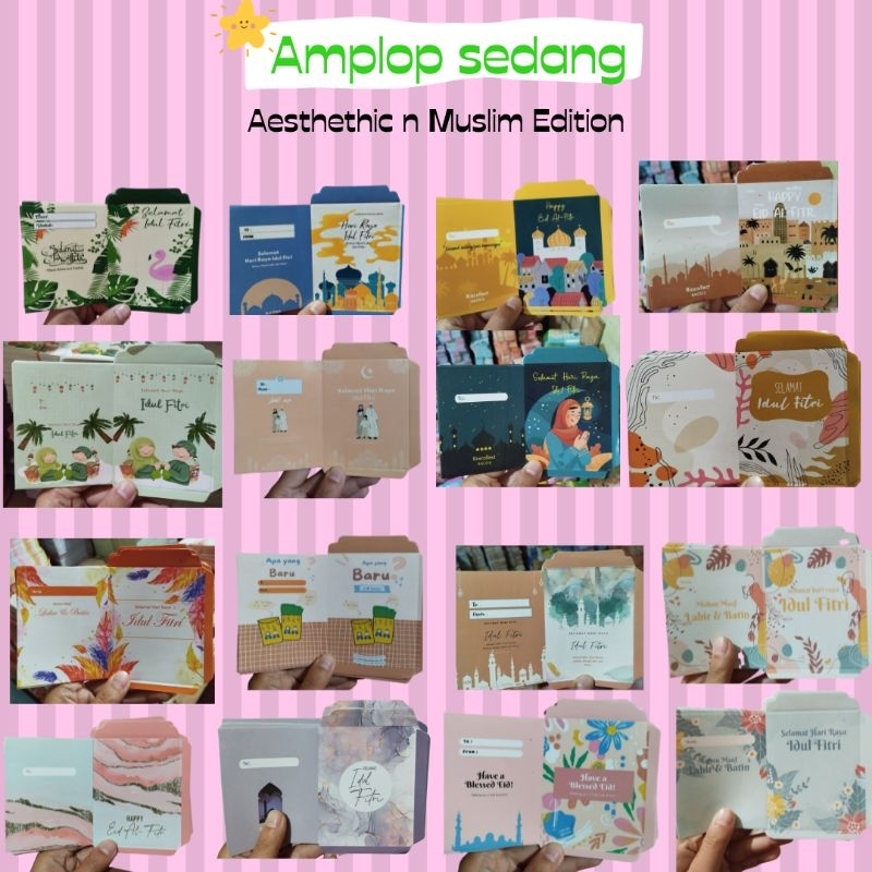 

(Jadian isi 10 pcs) Amplop Lebaran Motif Aesthethic Muslim Cartoon ukuran sedang 7*12 cm