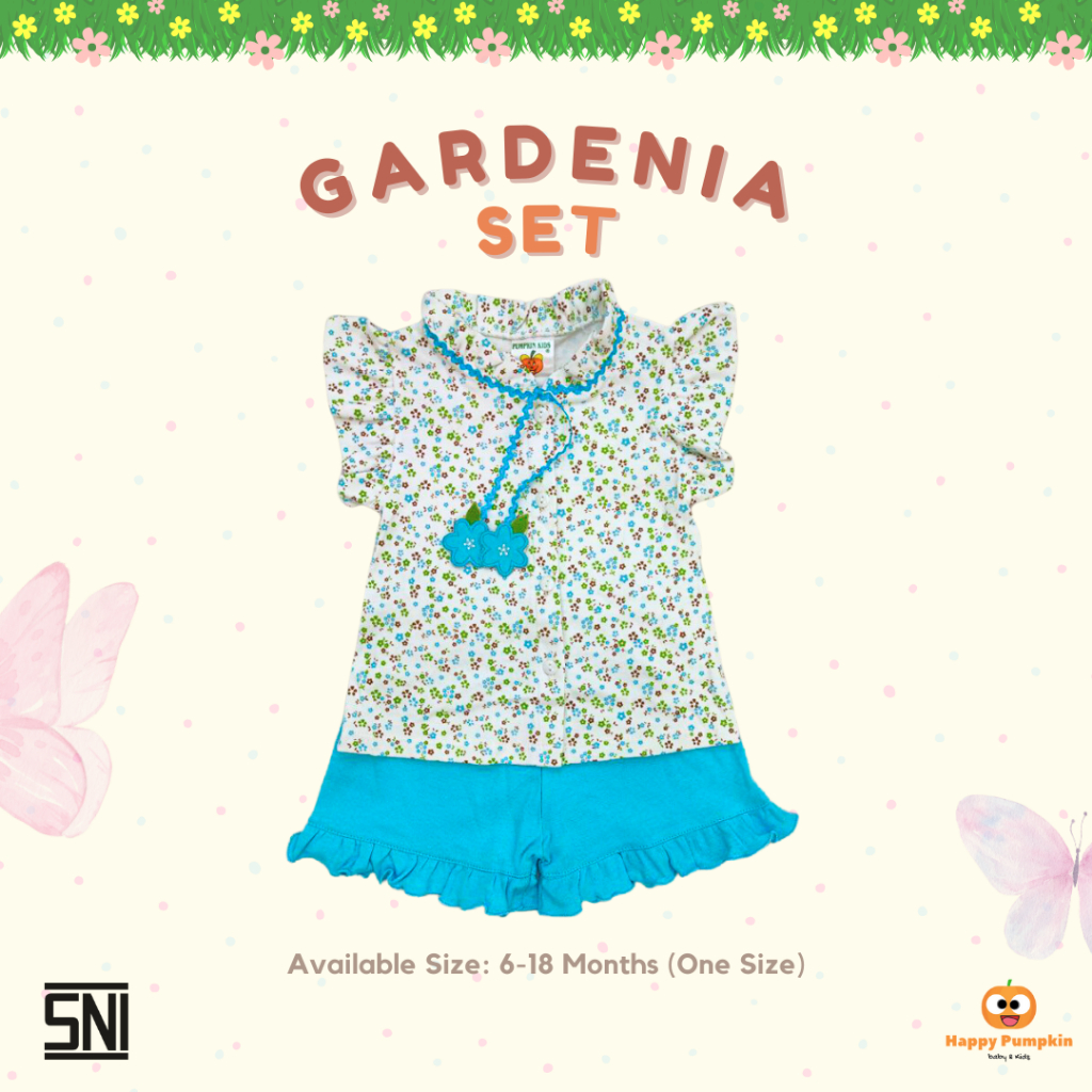 Happy Pumpkin Kids Setelan Anak Perempuan Usia 6-18 Bulan Gardenia Set