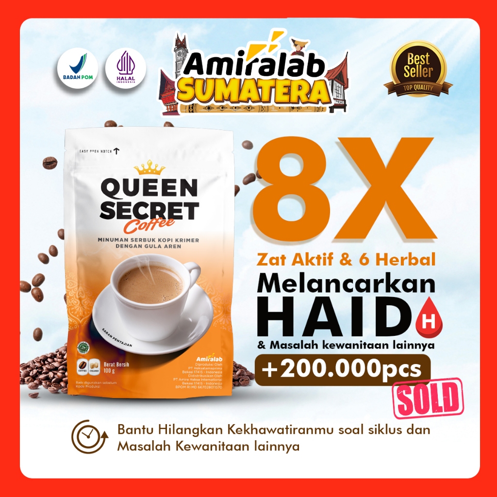 

AMIRALAB Queen Secret Coffee Minuman Kopi Pelancar Haaid Siklus Bulan Melancarkan Alami Ampuh Kesehatan Wanita 100gr