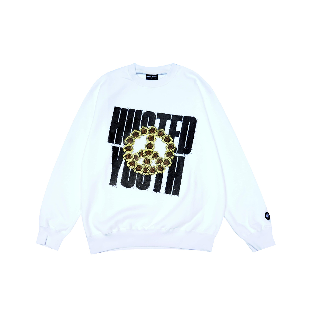 HUSTED SWEATER PORTIS WHITE CREWNECK