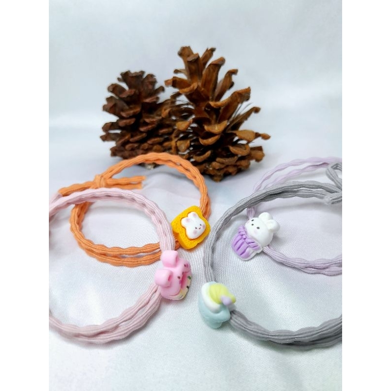 (COD )gelang ikat rambut animasi clay || hadiah ikat rambut warna warni anak