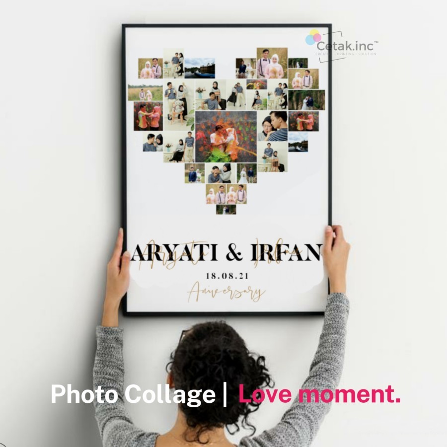 Cetak foto kolase + Bingkai foto custom | Instamix Collage Love 40x60 cm