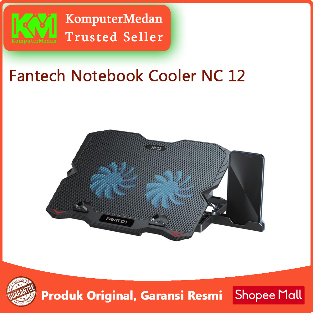 Fantech Notebook Cooler NC 12 / NC12 / NC-12 2 Fan Blue LED