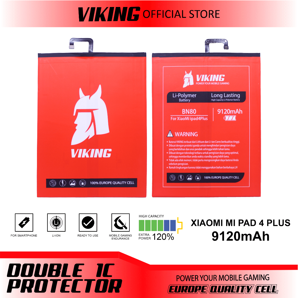 VIKING Baterai Xiaomi Mi Pad 4 Plus BN80 Double Power