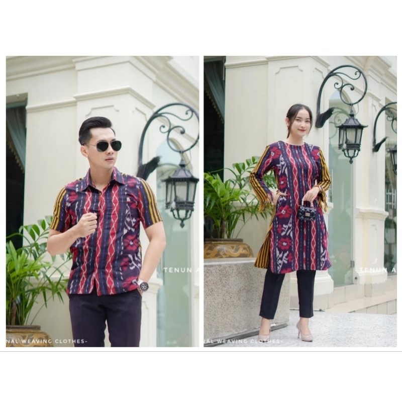 Set Couple Tenun Ikat Etnik • Tunik Tenun Troso • Kemeja Tenun Ikat • Baju Couple Prewedding