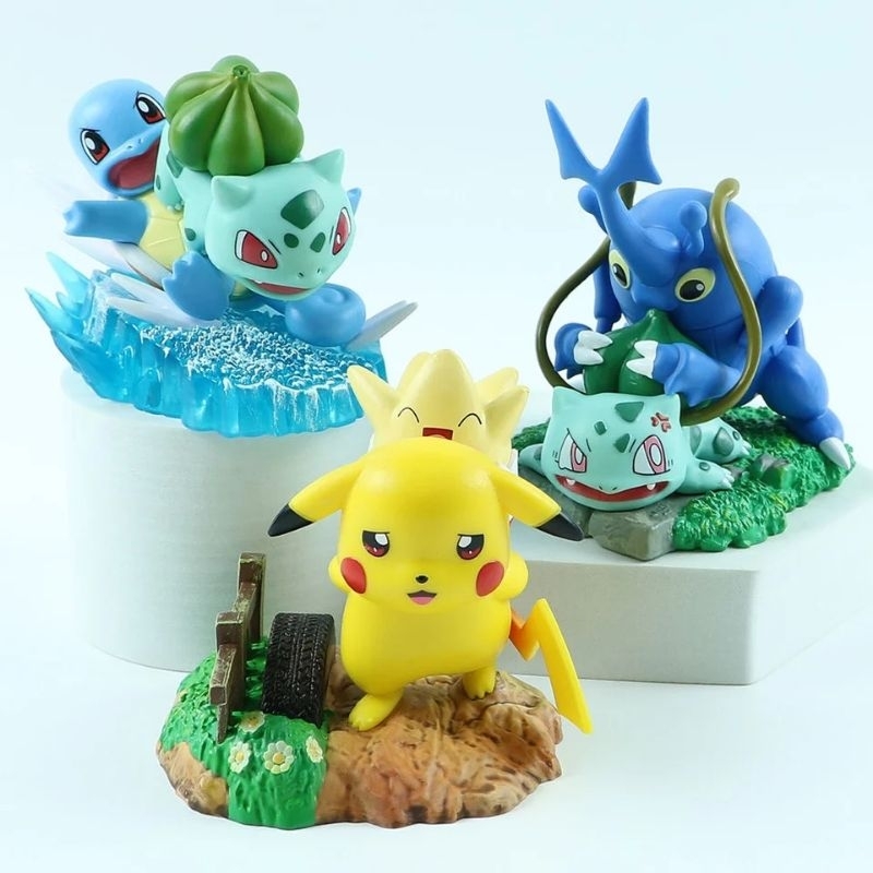 action figure pokemon pikachu mainan topper cake miniatur
