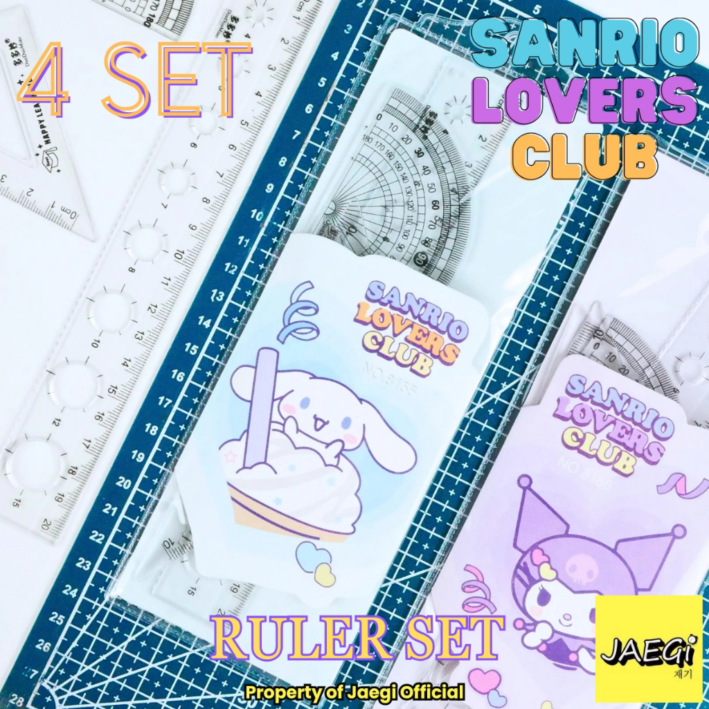 

JAEGi - Set Penggaris 20 cm Busur isi 4 Motif Sanrio Premium Cute Portable Pouch