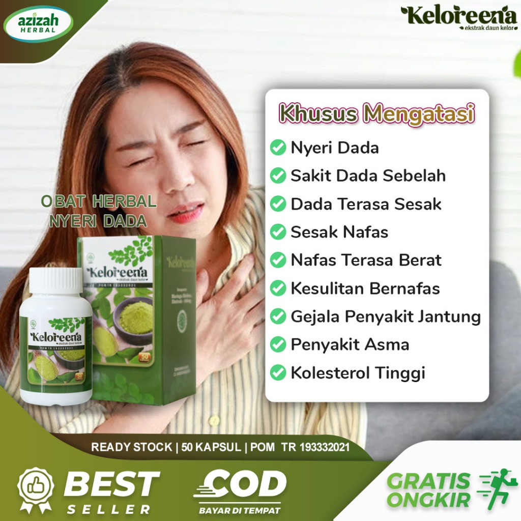 Obat Sakit Dada Sebelah Kiri Kanan Terasa Sesak Nafas Berat Kesulitan
Bernafas Tidak Lancar Gejala Asma ISPA Herbal Keloreena 100% Original